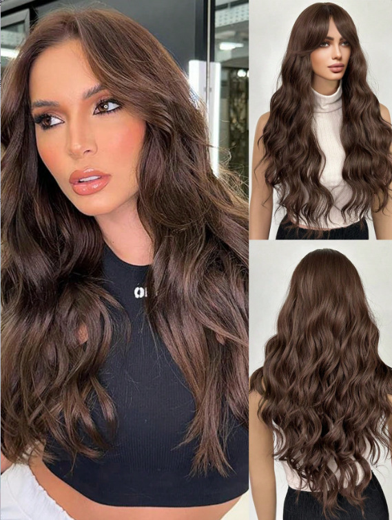 Black wig with naturally long curly hair Lolita