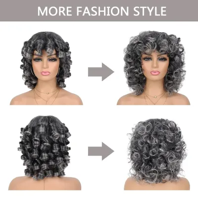 Full head hairstyle with natural fluffy wig and bangs 02