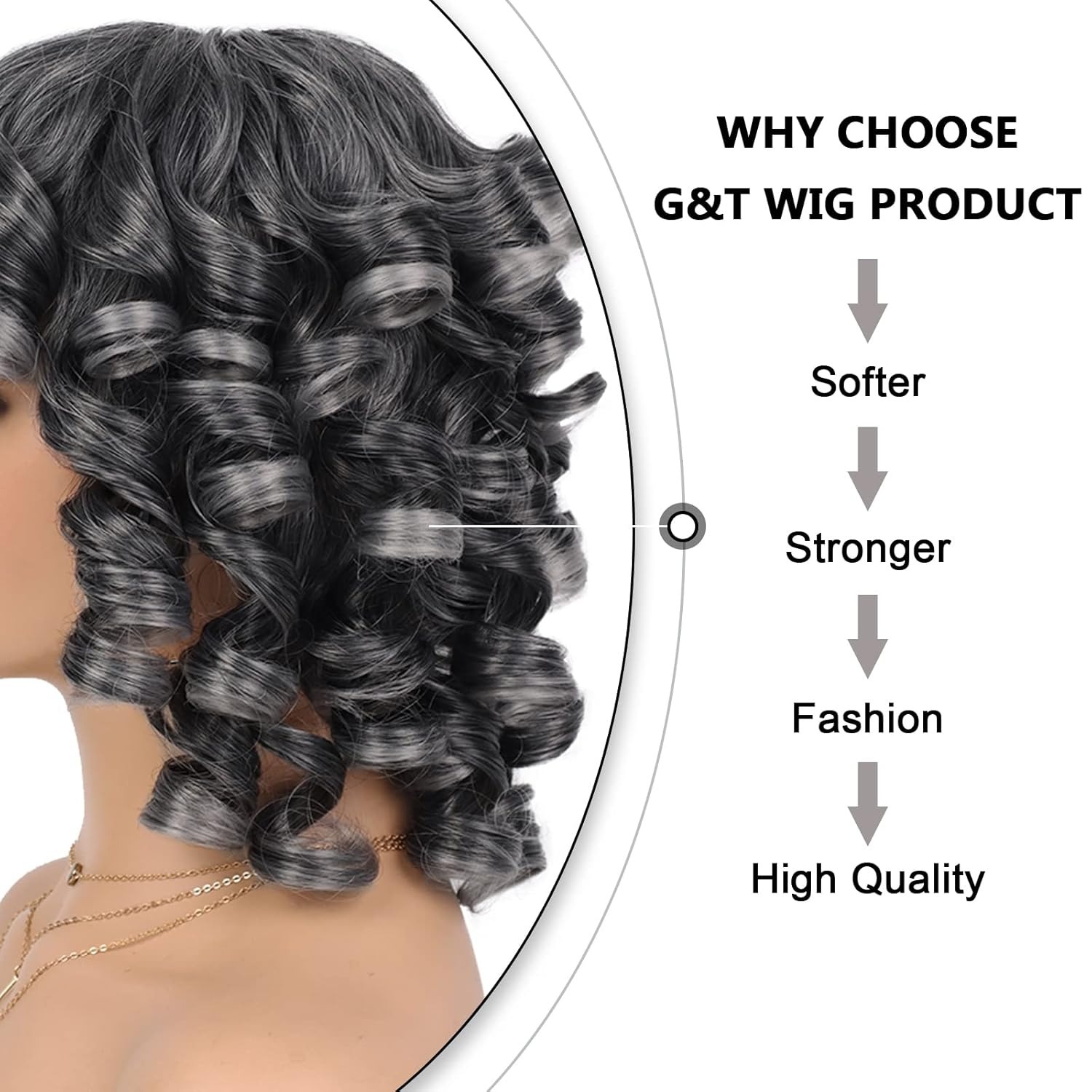 Full head hairstyle with natural fluffy wig and bangs