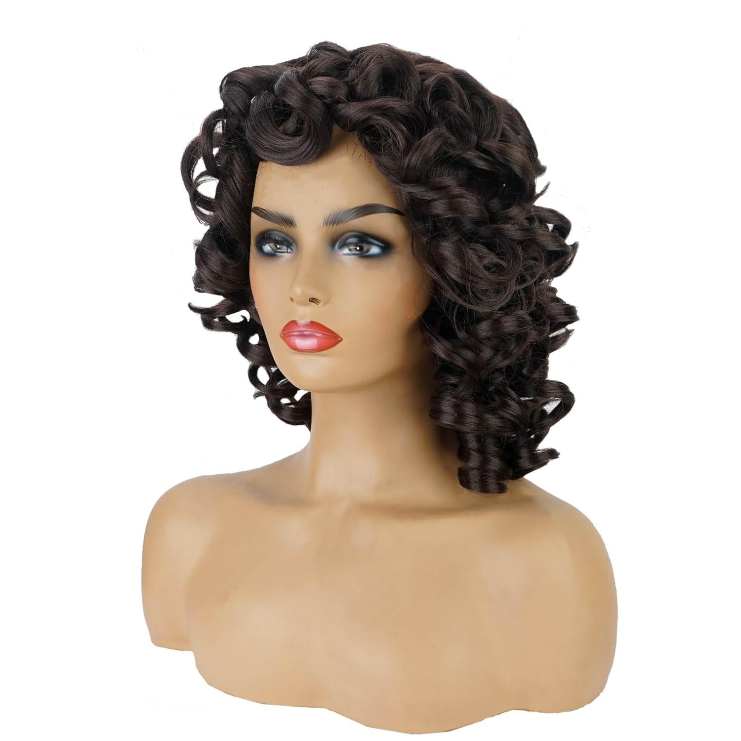 Full head hairstyle with natural fluffy wig and bangs