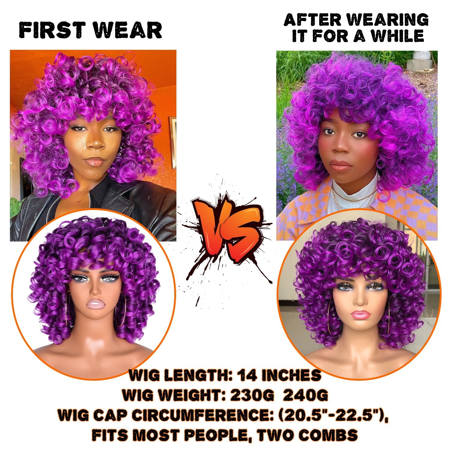 Full head hairstyle with natural fluffy wig and bangs