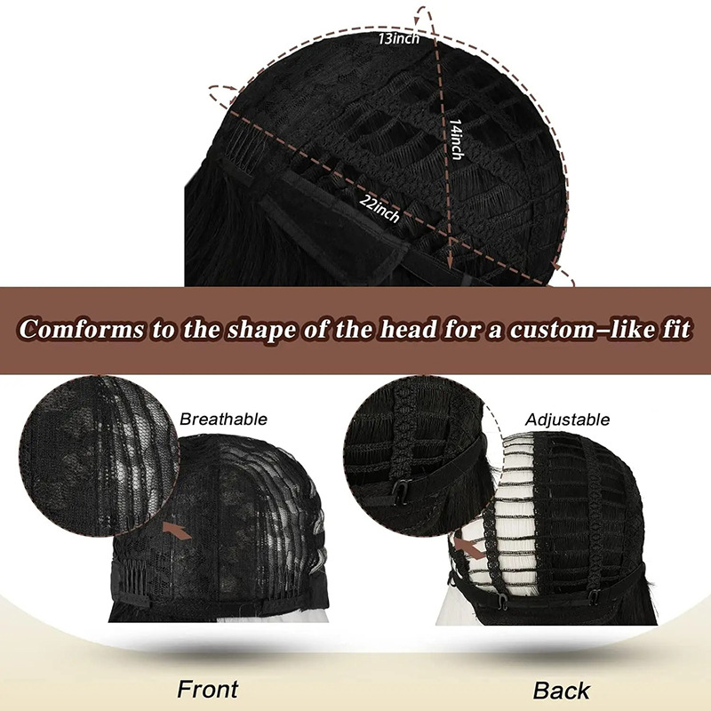 Full head wig black and white natural fluffy natural