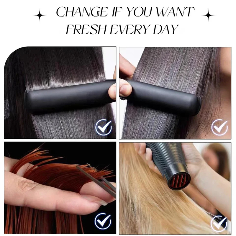 Full head wig black and white natural fluffy natural