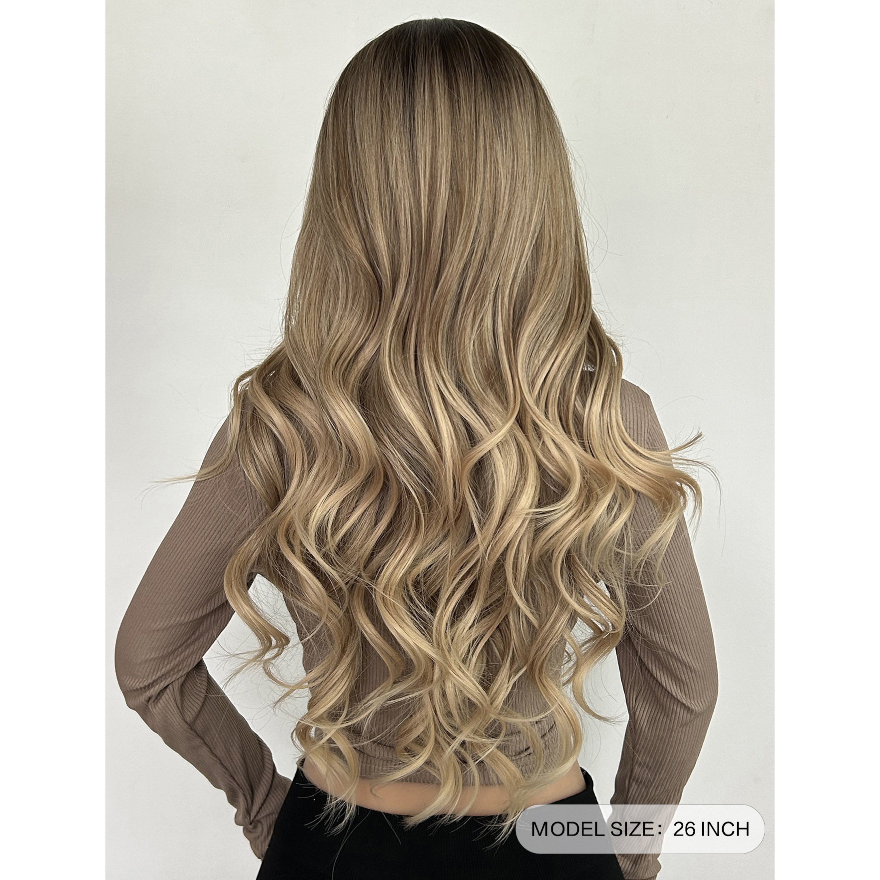 Gradient wig with full bangs & big waves