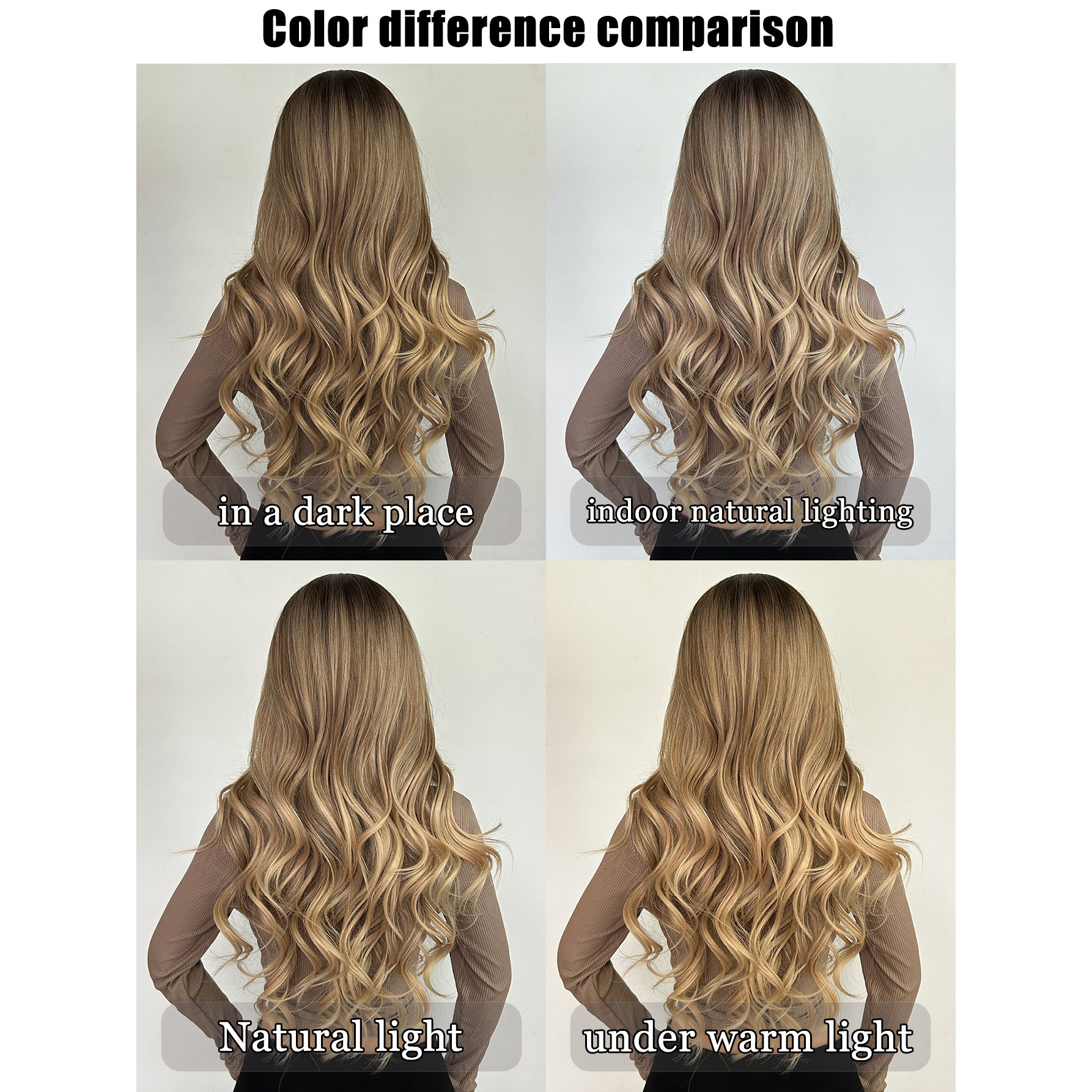 Gradient wig with full bangs & big waves