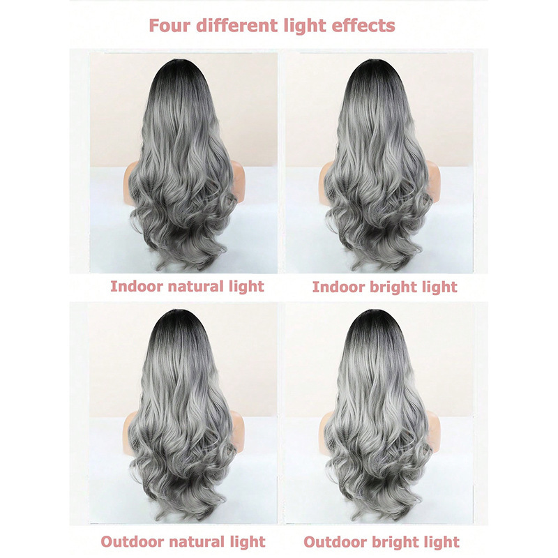 Wig, big waves, long curly hair, neat bangs