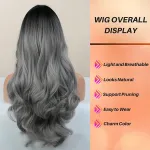 Wig, big waves, long curly hair, neat bangs