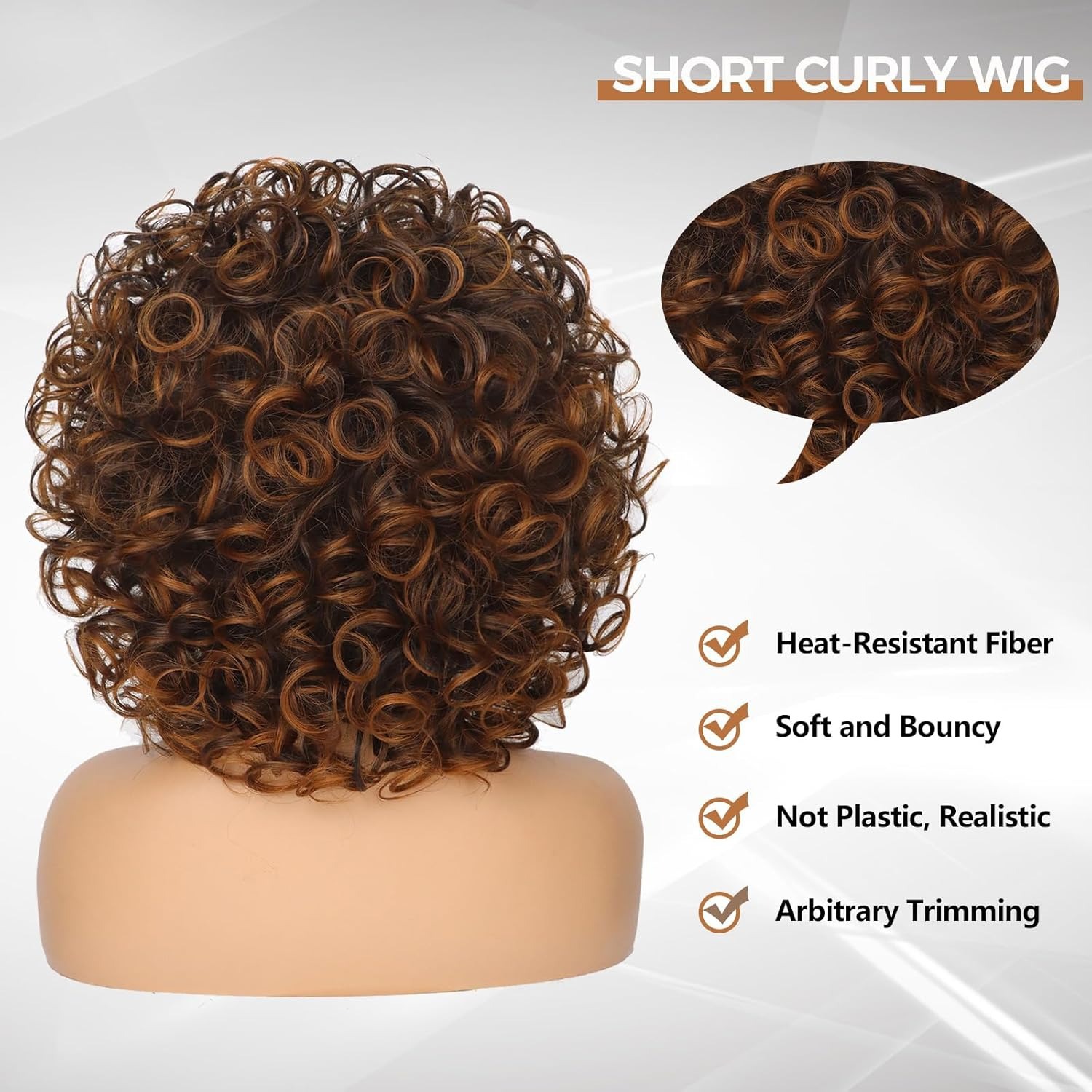 Wig full head naturally fluffy with loose bangs