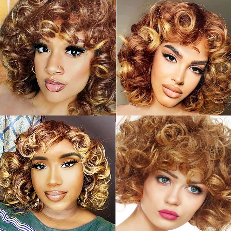 Wig full head naturally fluffy with loose bangs