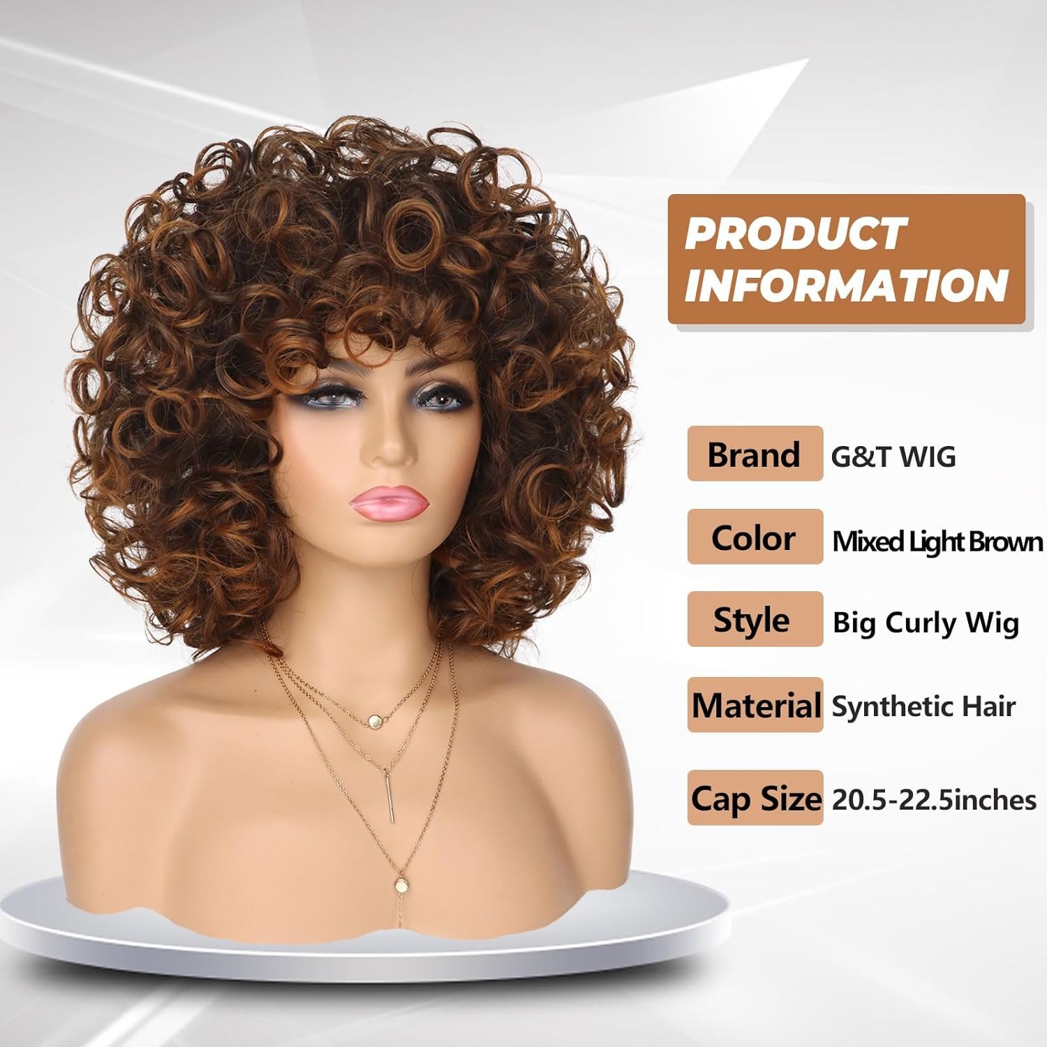 Wig full head naturally fluffy with loose bangs