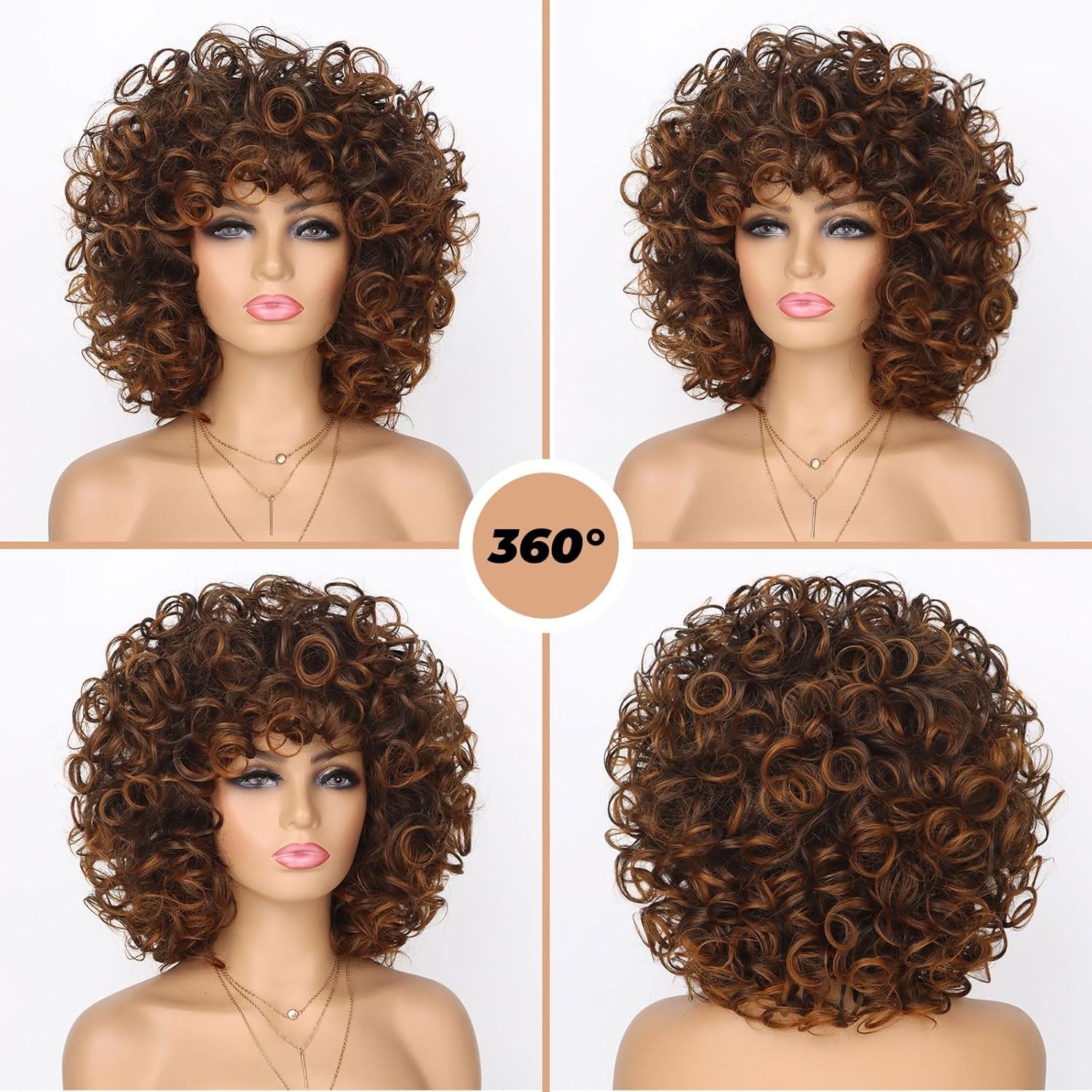 Wig full head naturally fluffy with loose bangs