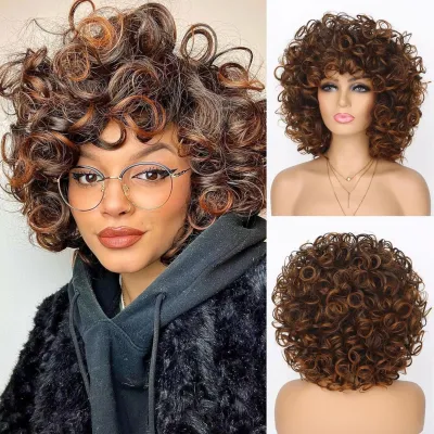 Wig full head naturally fluffy with loose bangs 01