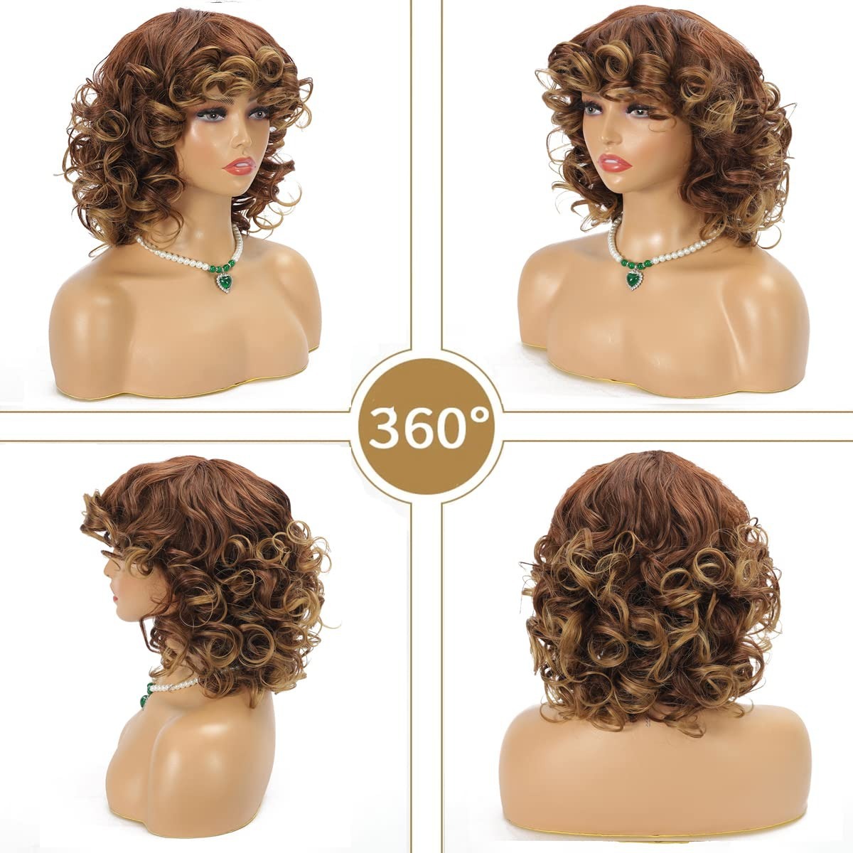 Wig full head naturally fluffy with loose bangs