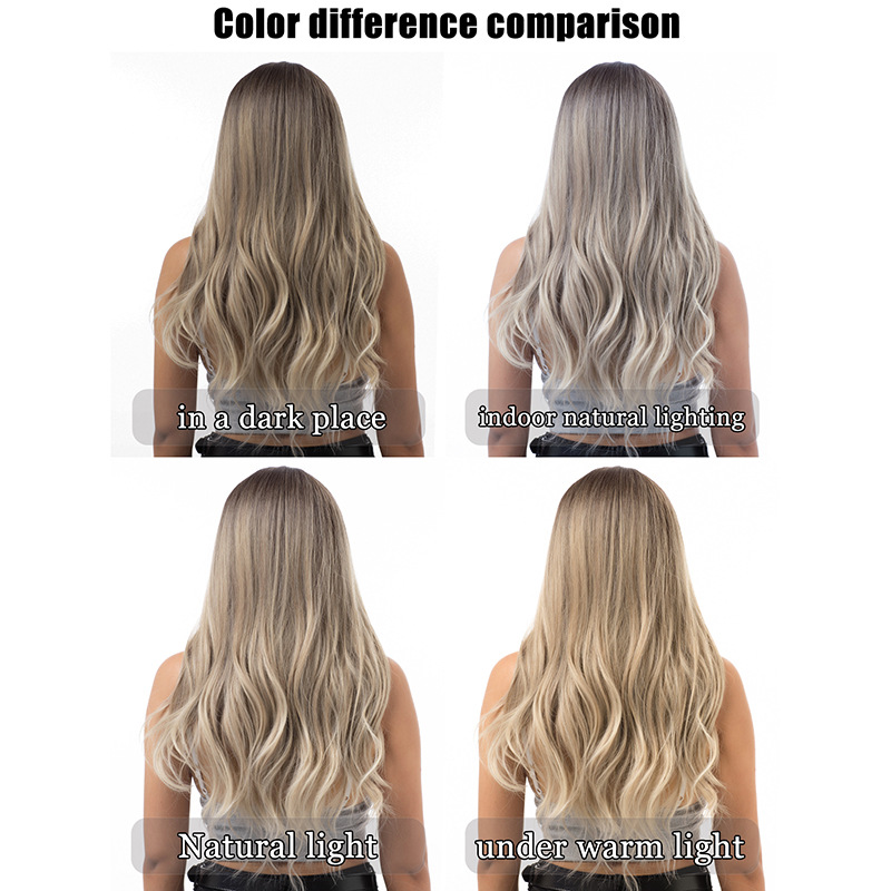 Bangs gradient gray long straight hair