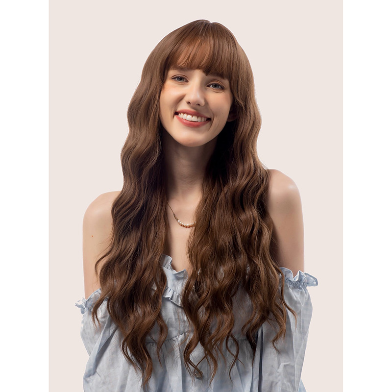 Bangs gradient gray long straight hair