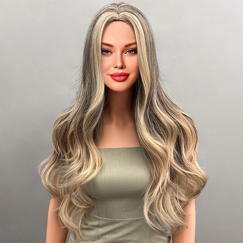 Bangs gradient gray long straight hair