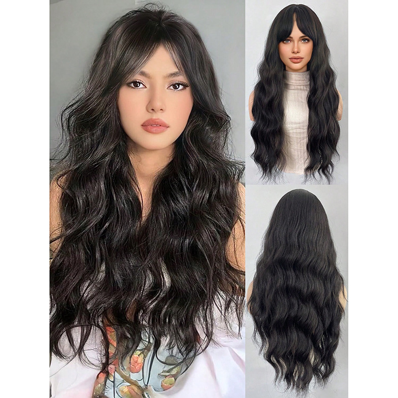 Bangs gradient gray long straight hair