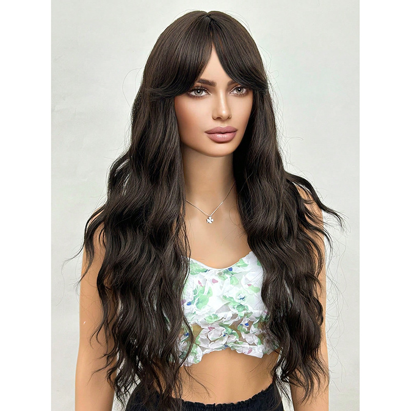 Bangs gradient gray long straight hair