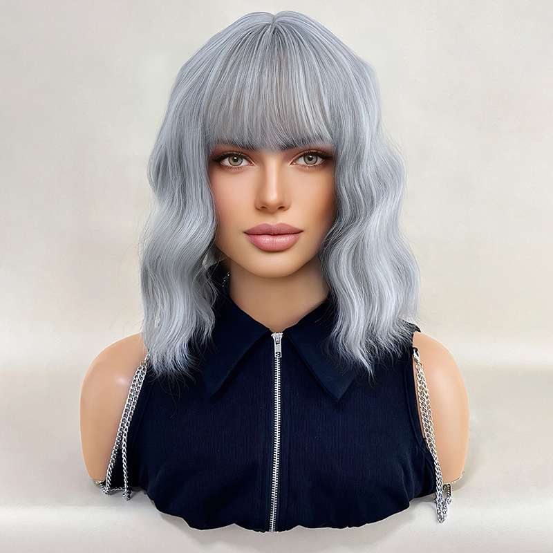 Black and white dual tone short hair wig