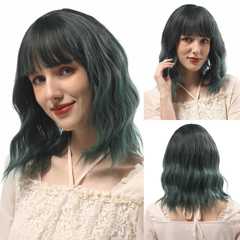 Black and white dual tone short hair wig