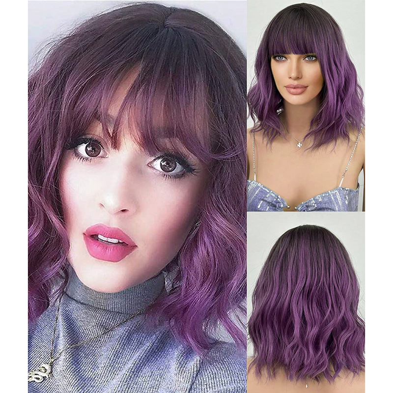 Black and white dual tone short hair wig