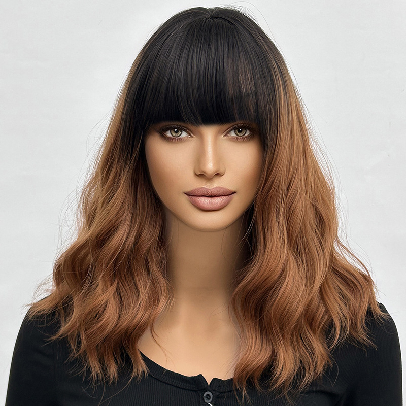 Black and white dual tone short hair wig