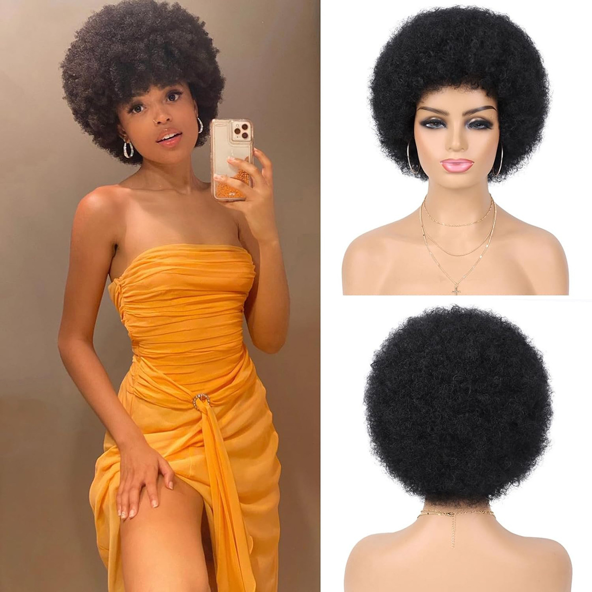 Fluffy wig, elastic and soft wig