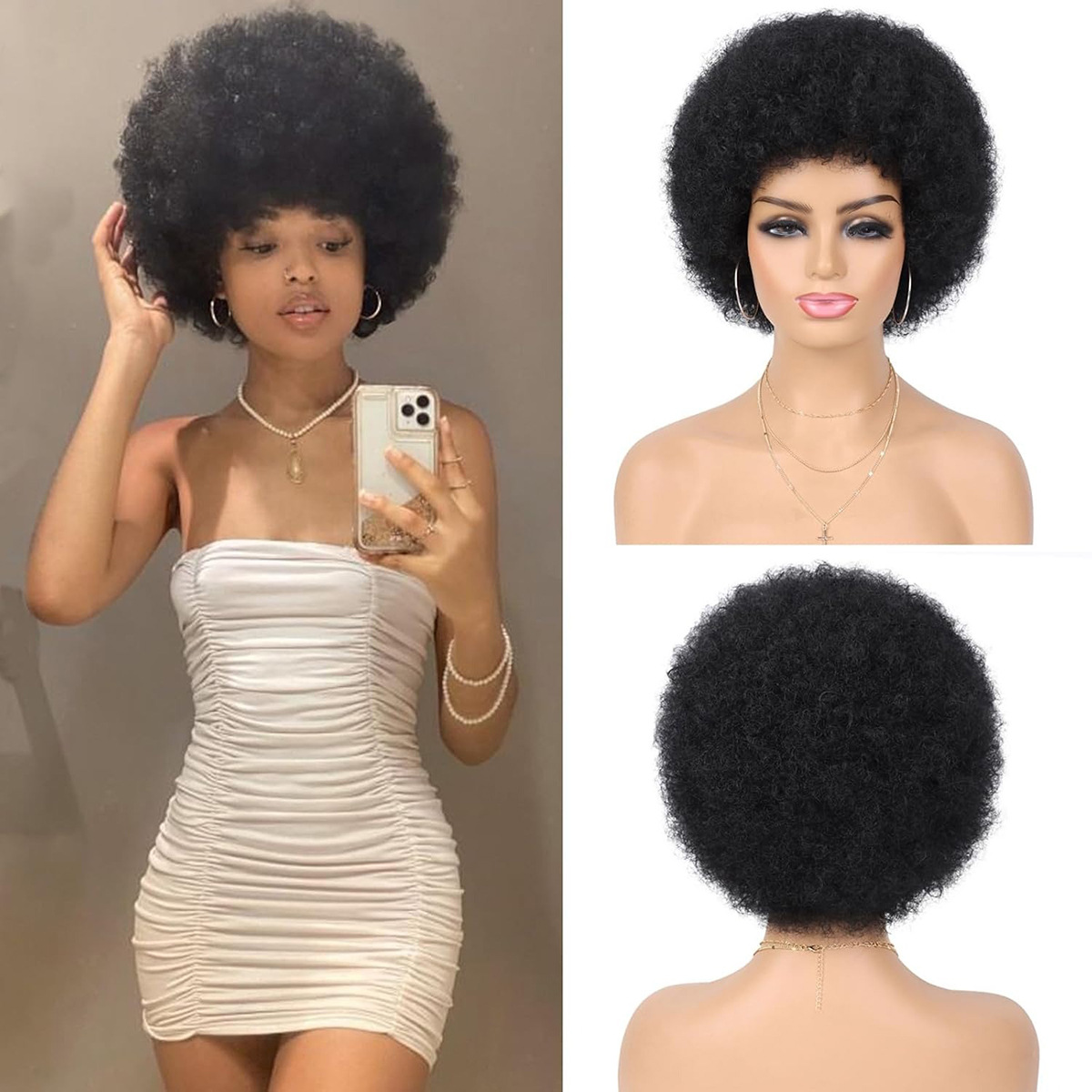 Fluffy wig, elastic and soft wig