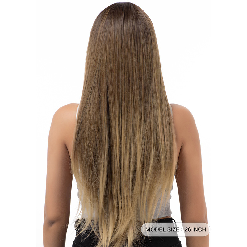 Full head hairstyle with long straight bangs and comfortable wig