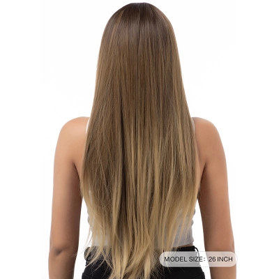 Full head hairstyle with long straight bangs and comfortable wig 02