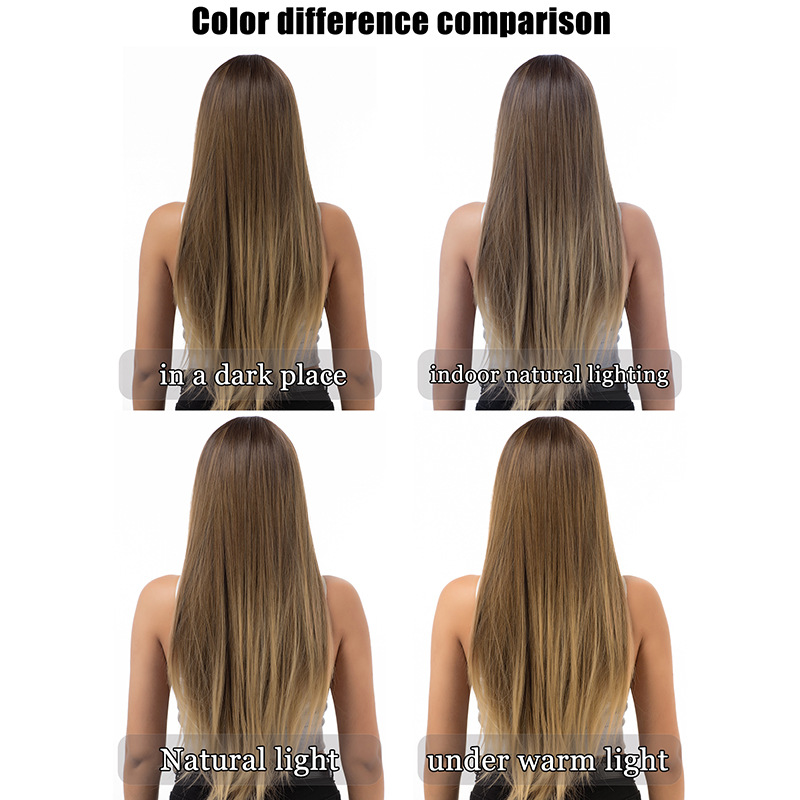 Full head hairstyle with long straight bangs and comfortable wig