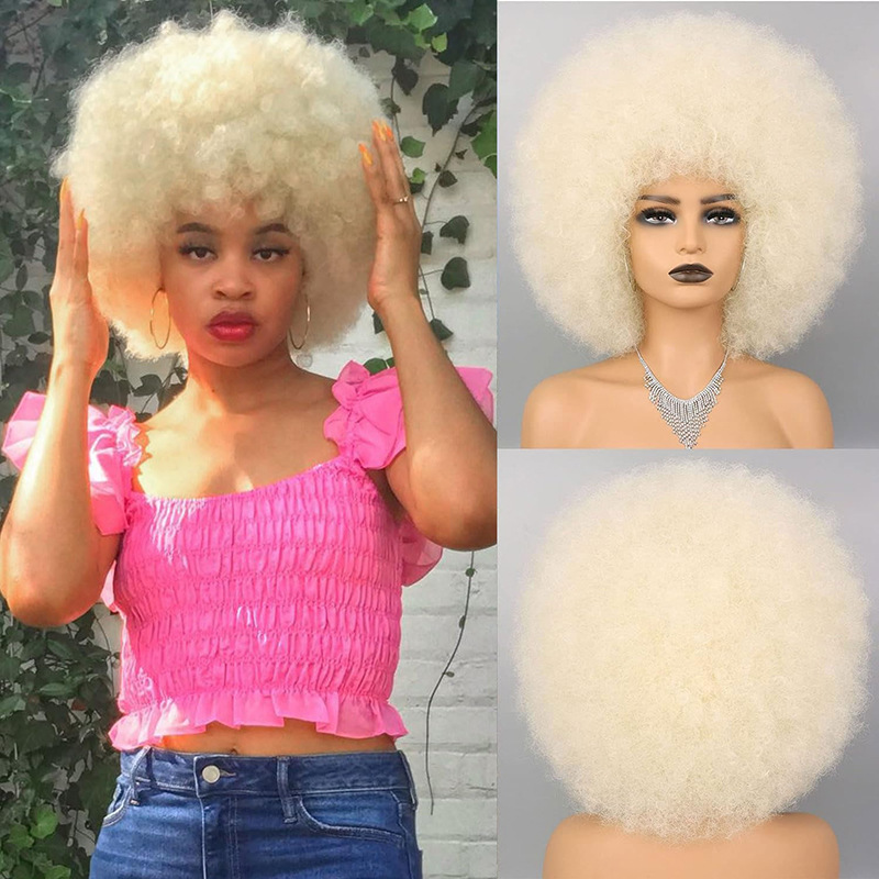 Full head small roll black bubble wig with elasticity & softness