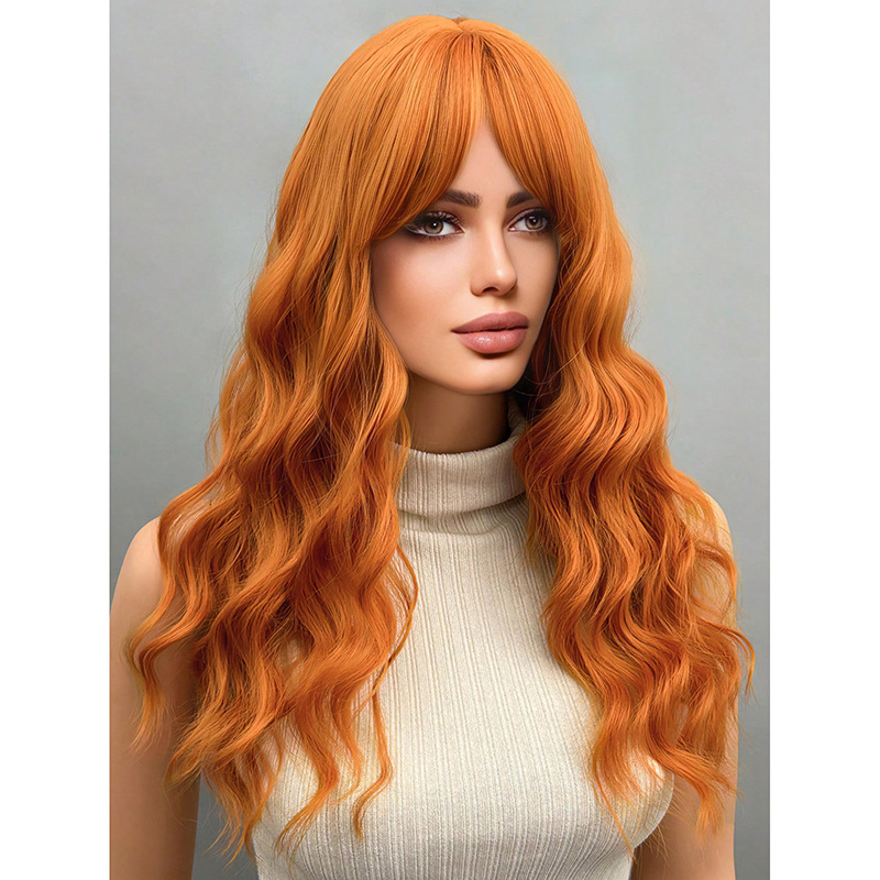 Full head wig with split long curly fashionable hair