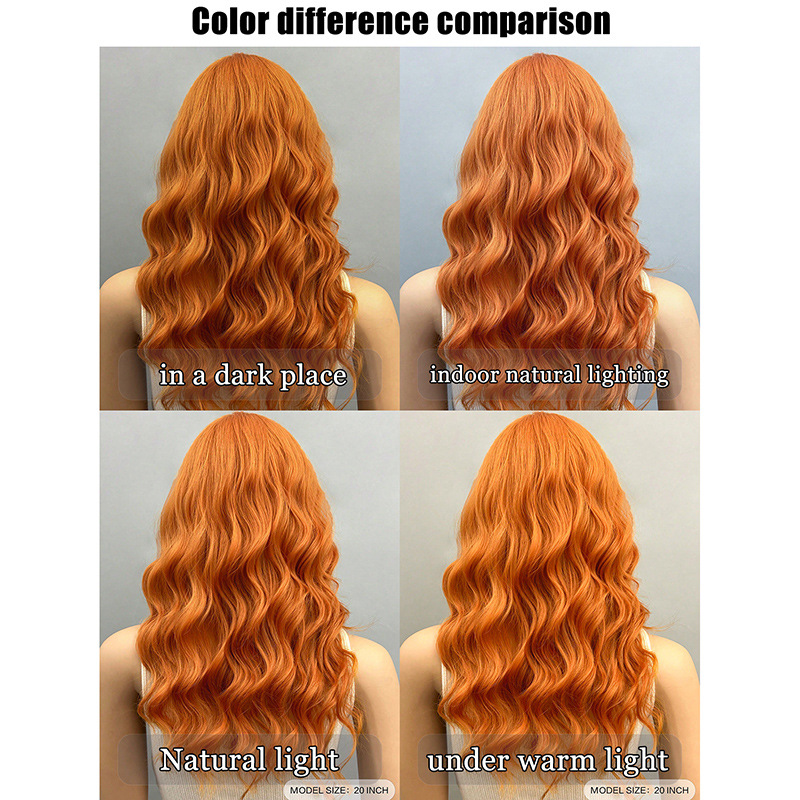 Full head wig with split long curly fashionable hair