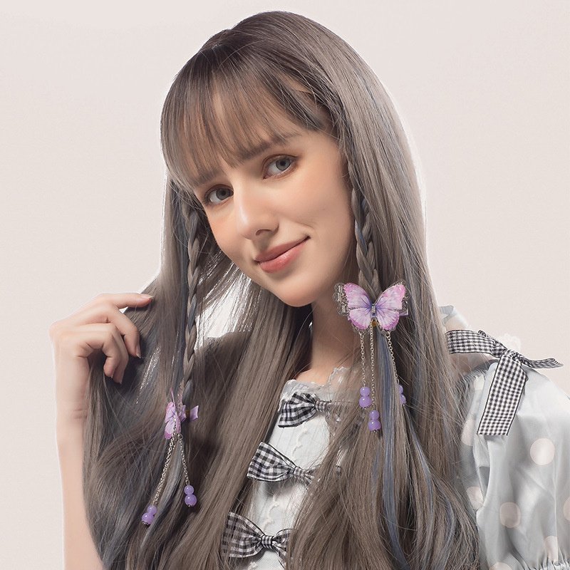 Mid cut bangs, long curly hair wig, daily vacation