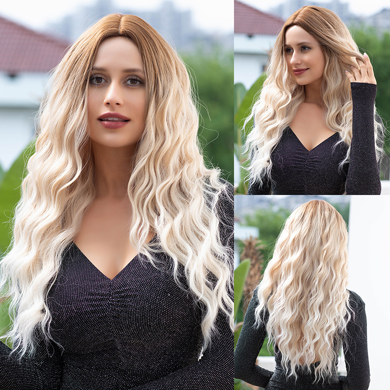 Mid cut bangs, long curly hair wig, daily vacation