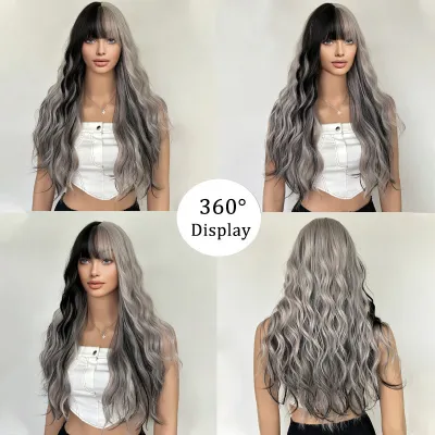 Gradient ribbon bangs, long hair, long curly hair 02