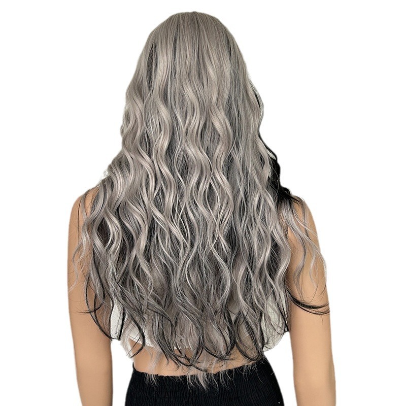 Gradient ribbon bangs, long hair, long curly hair