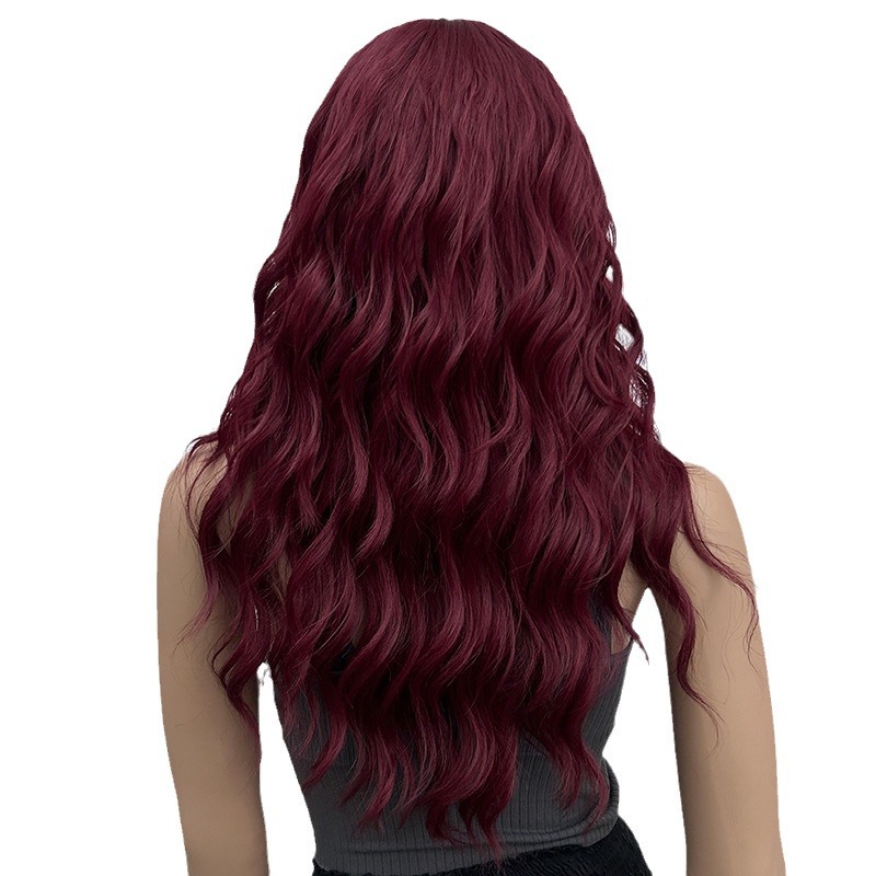 22 inch long curly hair wig with bangs and wavy hair