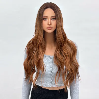 30 inch medium amber long curly layered hair 02