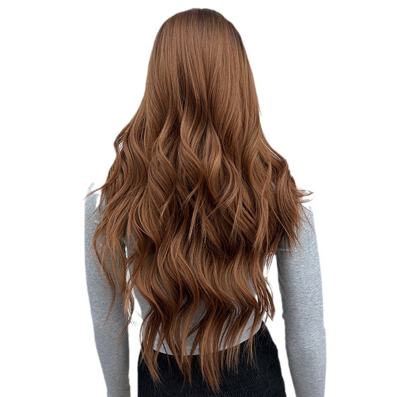 30 inch medium amber long curly layered hair