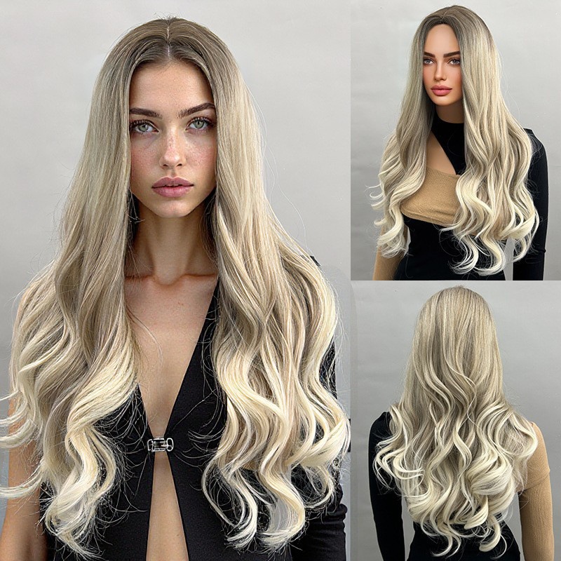 30 inch medium amber long curly layered hair