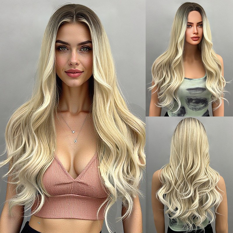 30 inch medium amber long curly layered hair