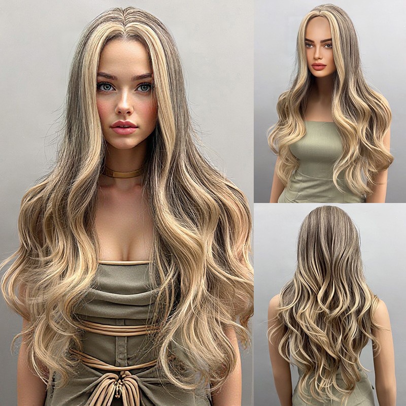 30 inch medium amber long curly layered hair