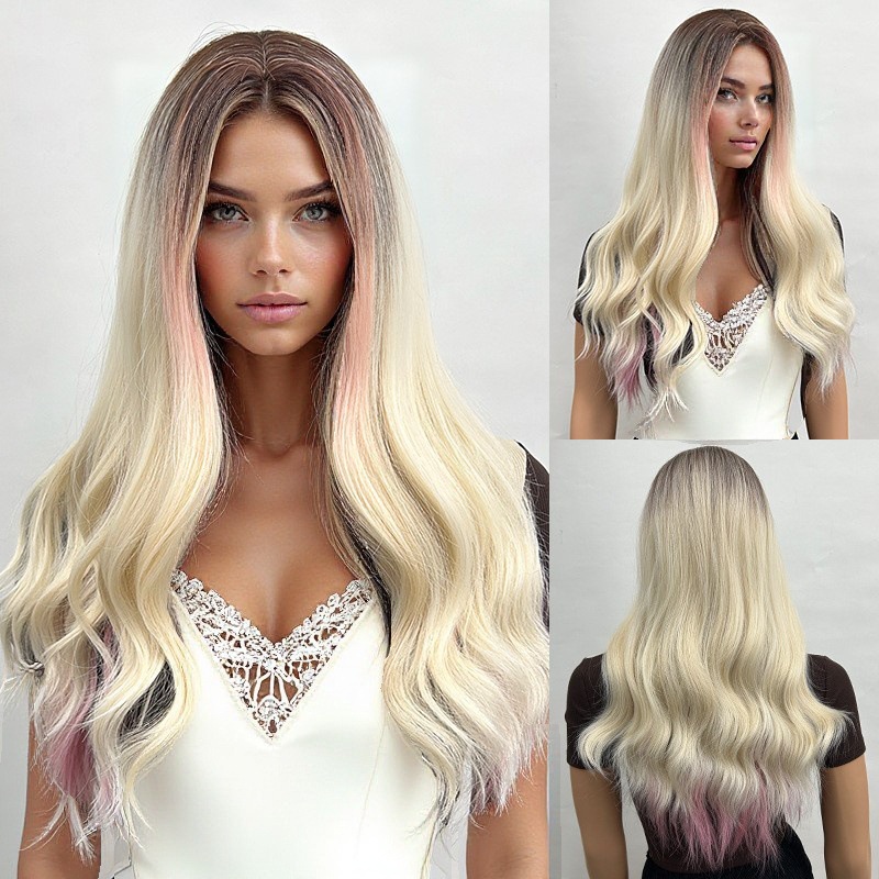 30 inch medium amber long curly layered hair