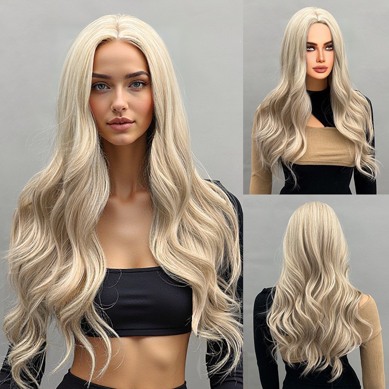 30 inch medium amber long curly layered hair