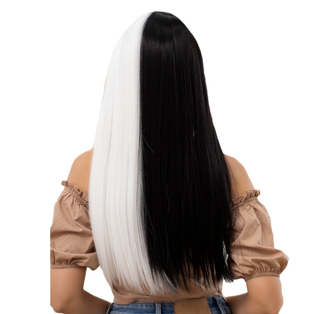 Anime festival style two-color multi-color long straight wig