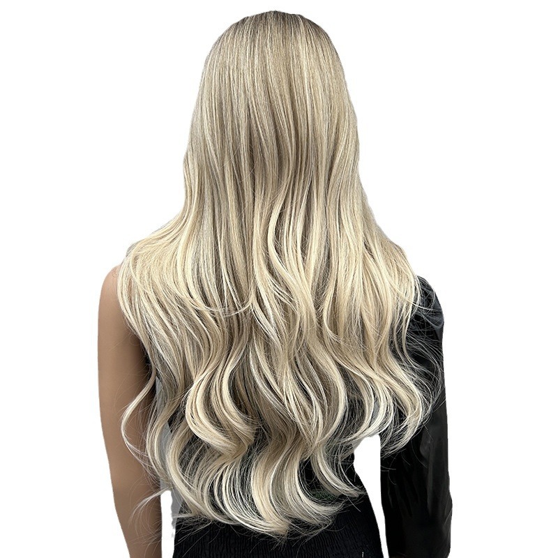 Big wave wig with bangs, gradient long curly hair