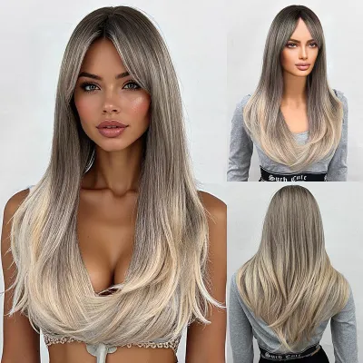 Gradient gold wig for self comfort 01