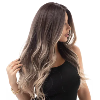 Multi colored wavy wig with natural appearance and gradual curling 02